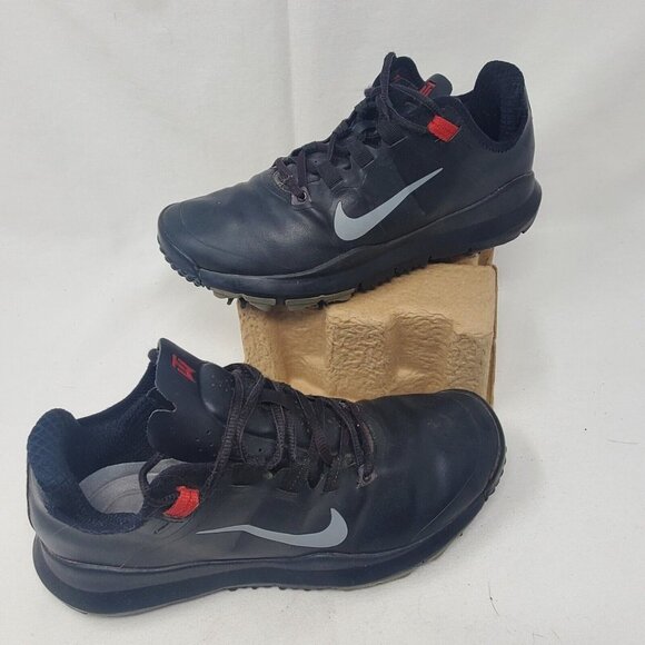 Nike Tiger Woods TW Golf Shoes Black Lace Up Cleats Men Size 7.5 532622-001